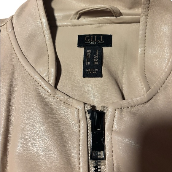 G.I.L.I. Cream Leather Jacket with Zipper Accents - Picture 3 of 10